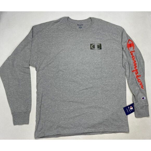Champion Graphic T-shirt Men Adult XXL Gray Long Sleeve GT78H NWT - Picture 1 of 6
